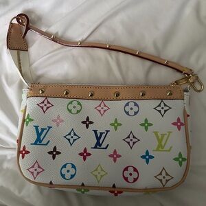 Louis Vuitton White Multicolor Monogram white and black bundle 2 purses